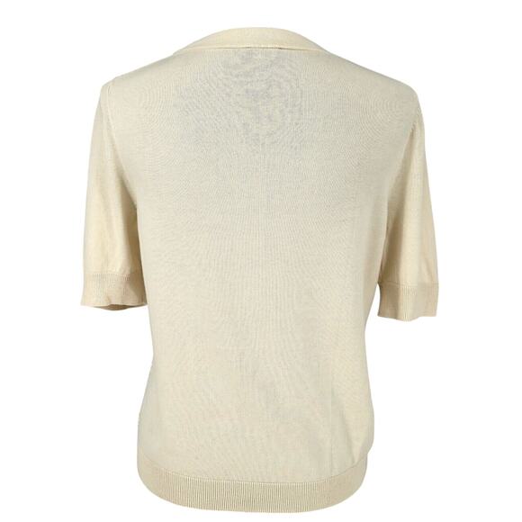 Talbots Sweater Petites MP PM Ivory Cardigan Sequins Buttons V neck Neutral - Picture 2 of 12